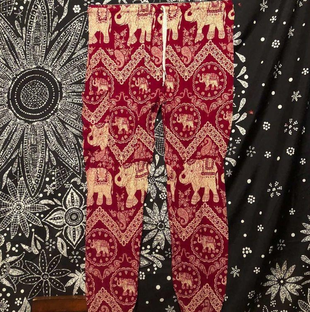 Elephant patten red joggers Size S
